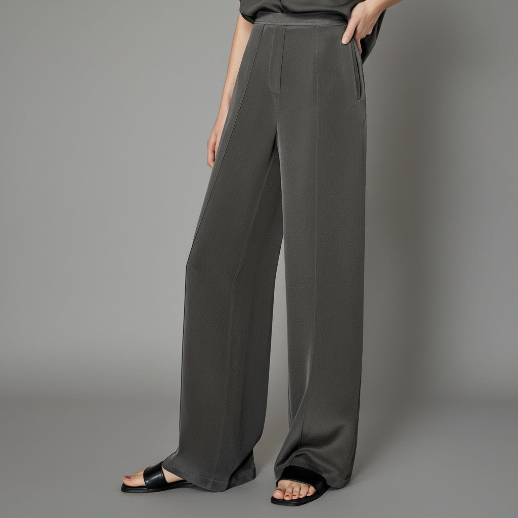Heavy 30mm Crepe Silk Pants - Sculpted Drape, Subtle Shine