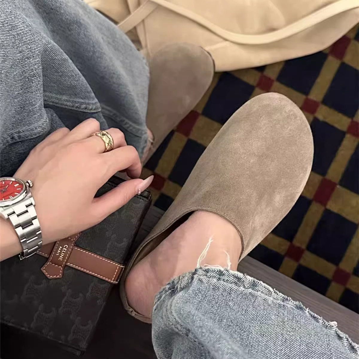 The Soft Cowhide Slip-On Mules - Grounded Luxury, Effortless Ease