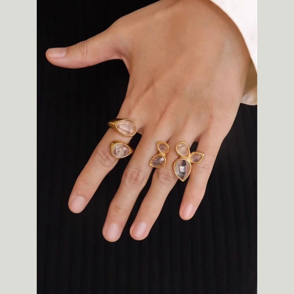 Gold Plated Rose Crystal Rings