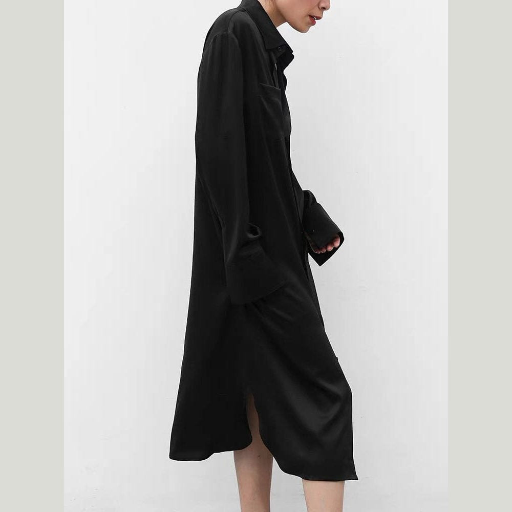 The Black Silk Shirt Dress