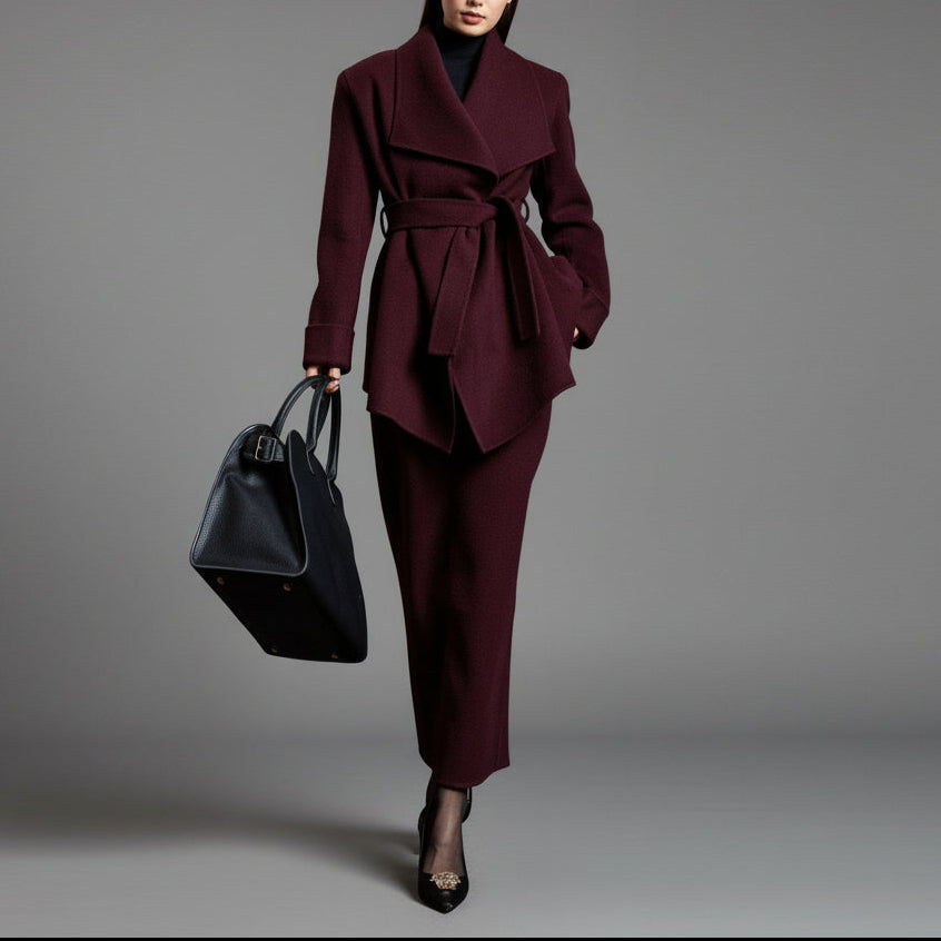 Burgundy Wool + Cashmere Suit Set