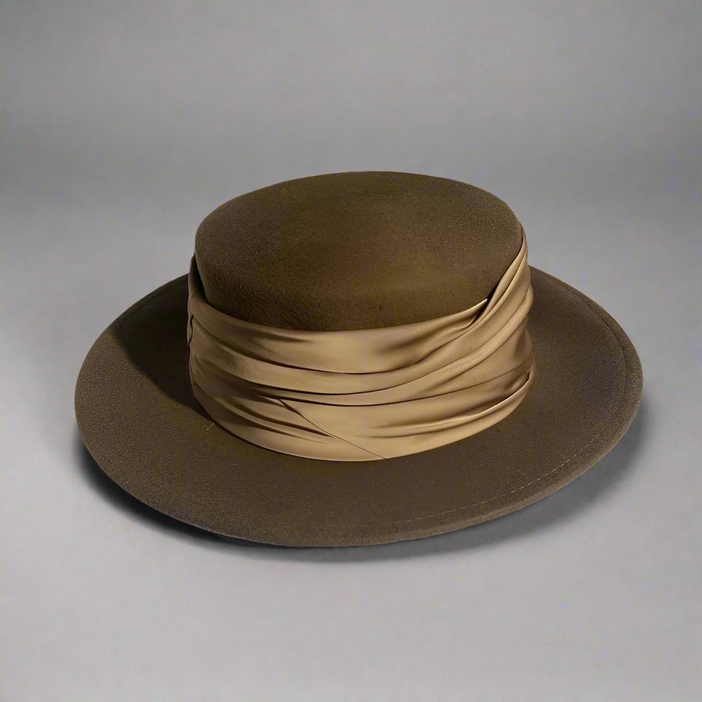 Le Marais Draped Felt Boater Hat
