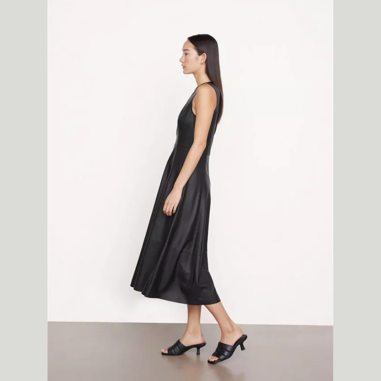 The Napa Leather Sleeveless Midi Dress