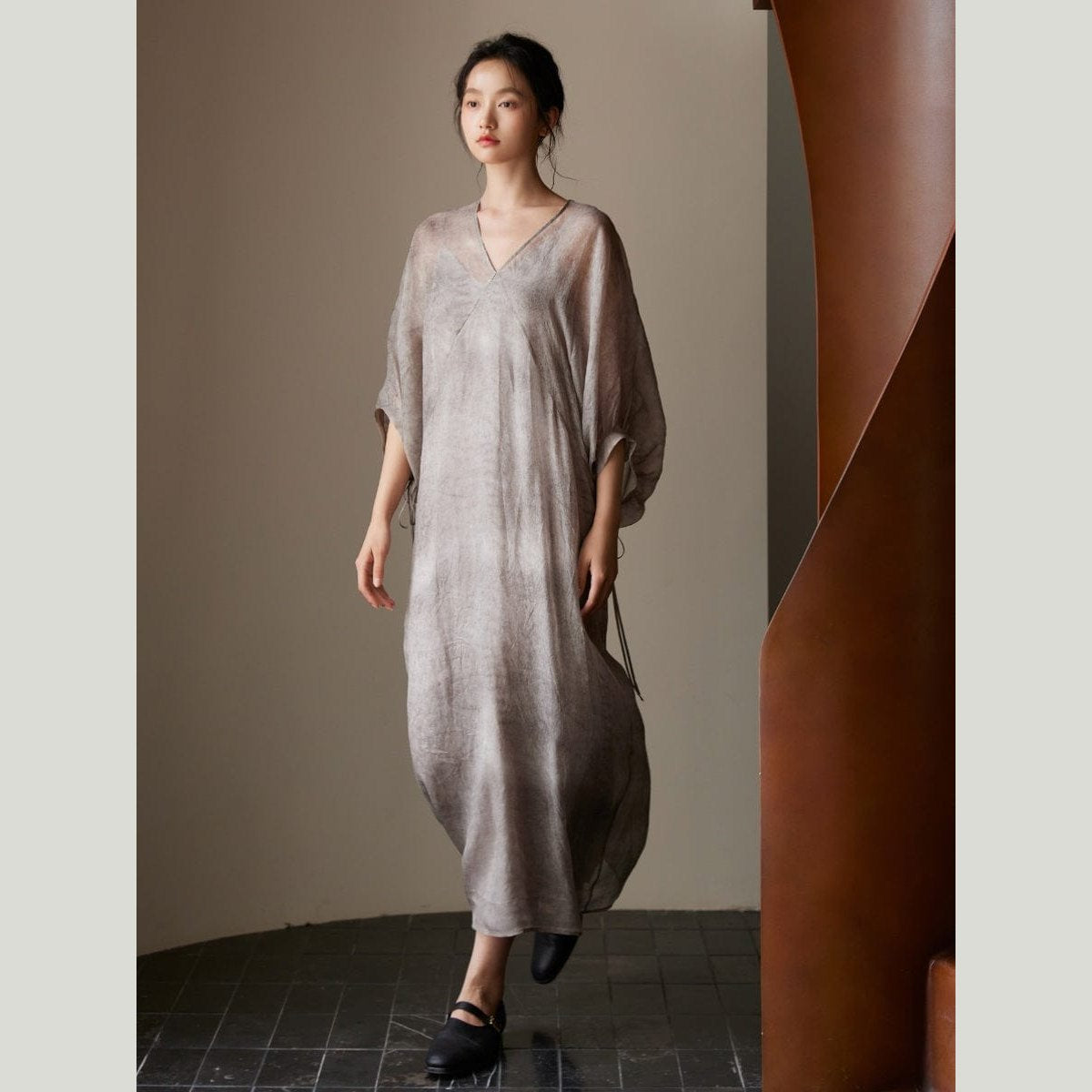 Grey Silk Gauze Dress