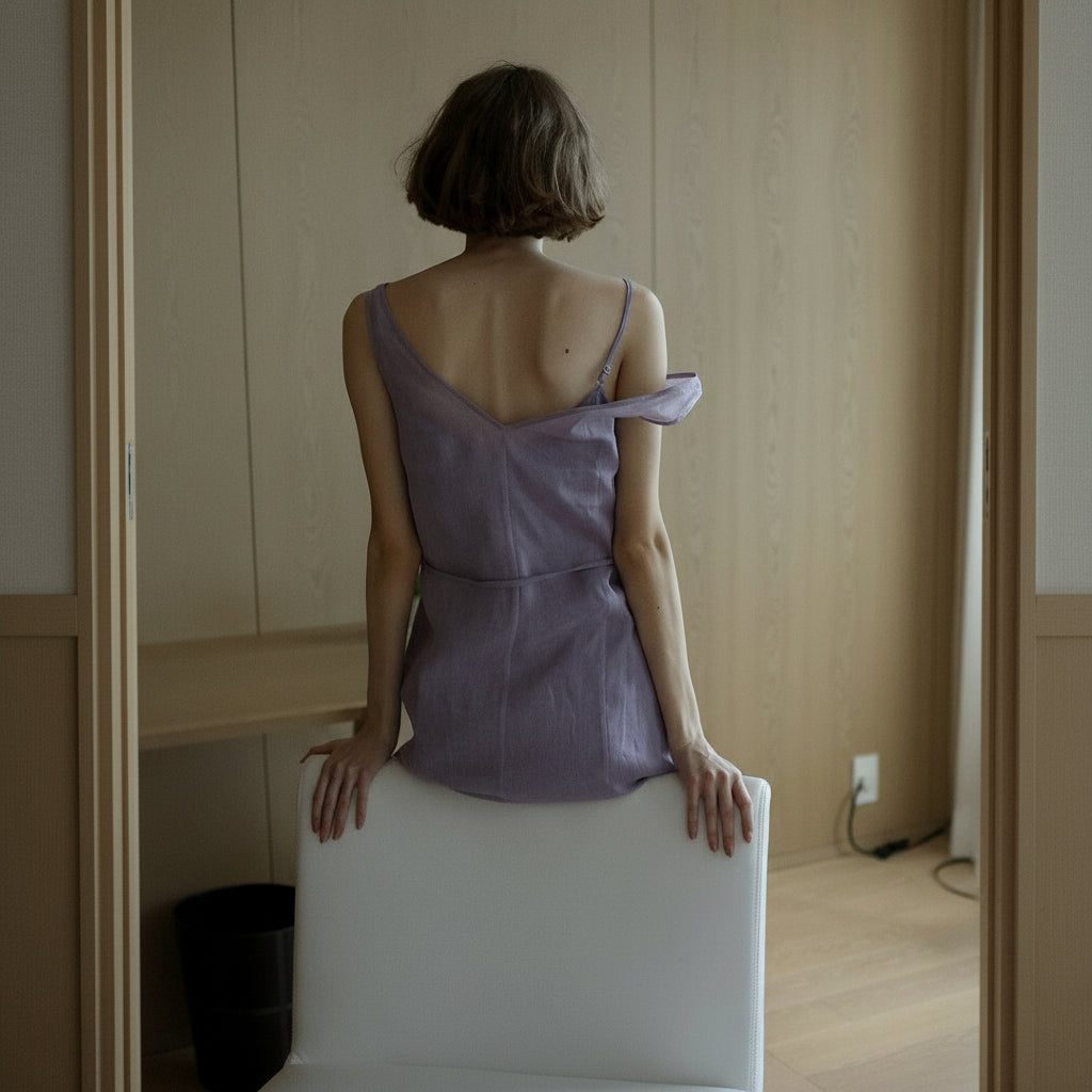 Hand Embroidered Lilac Ramie Dress