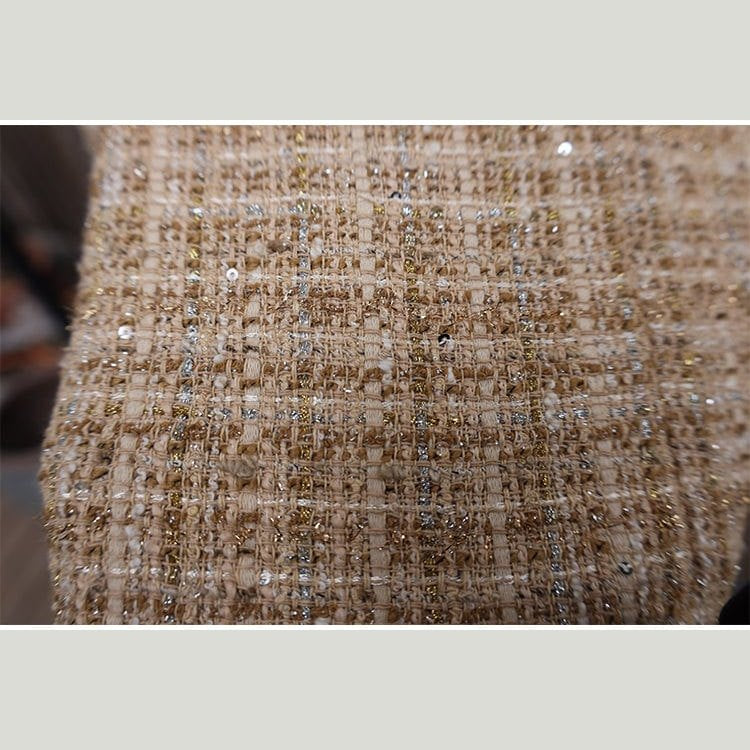 Italian Tweed Jacket - Camel & Gold Threadwork