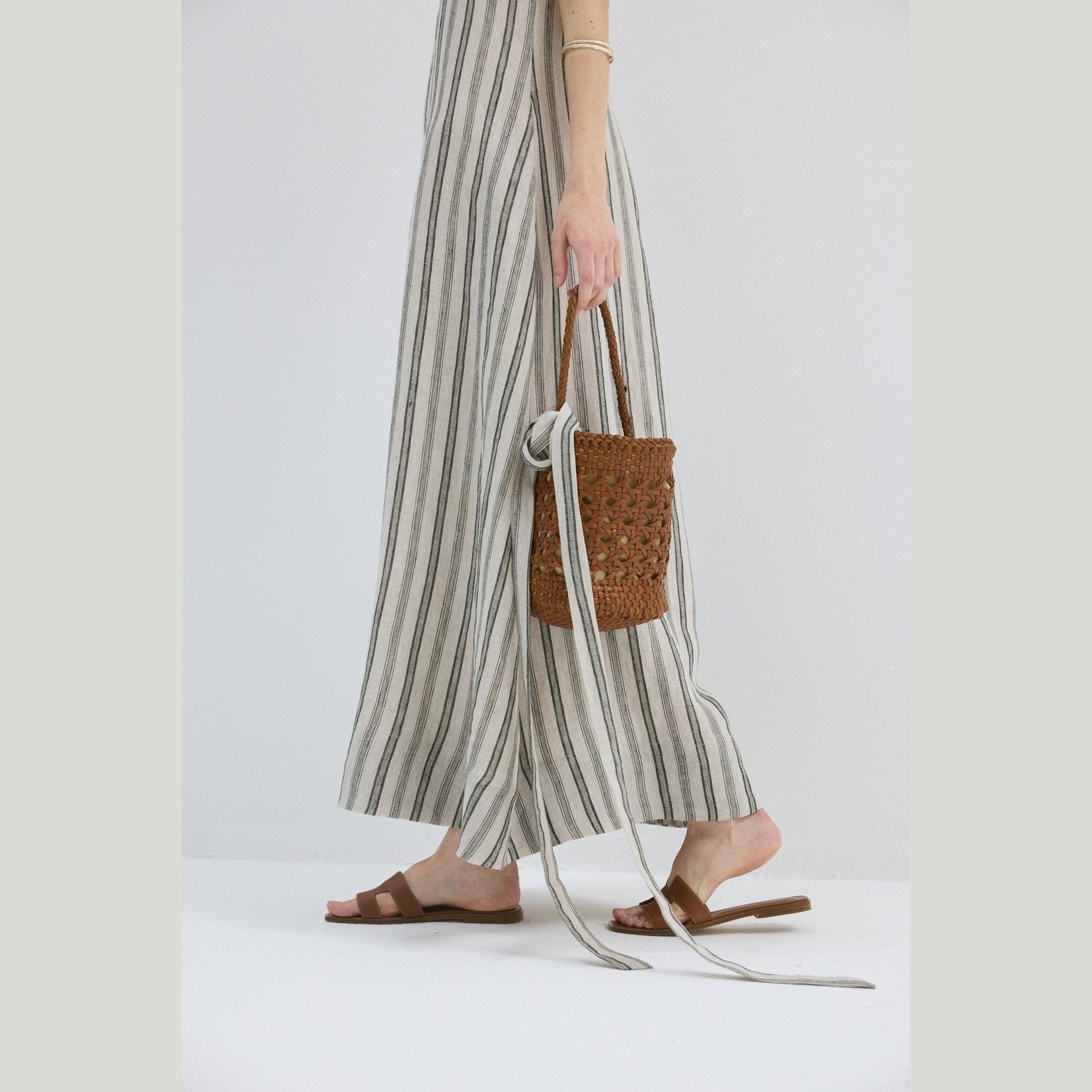 Minimalist Striped Linen Maxi Dress