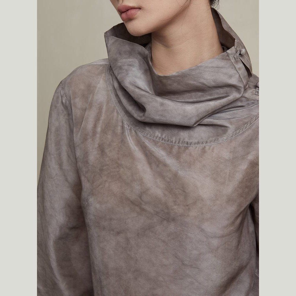 Tie Dye Electrospun Grey Silk Top