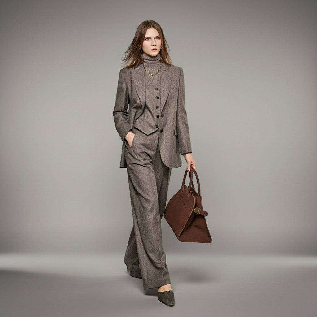 Italian Velvet Worsted Wool Suiting - Blazer, Vest & Trousers in Matte-Soft Finish