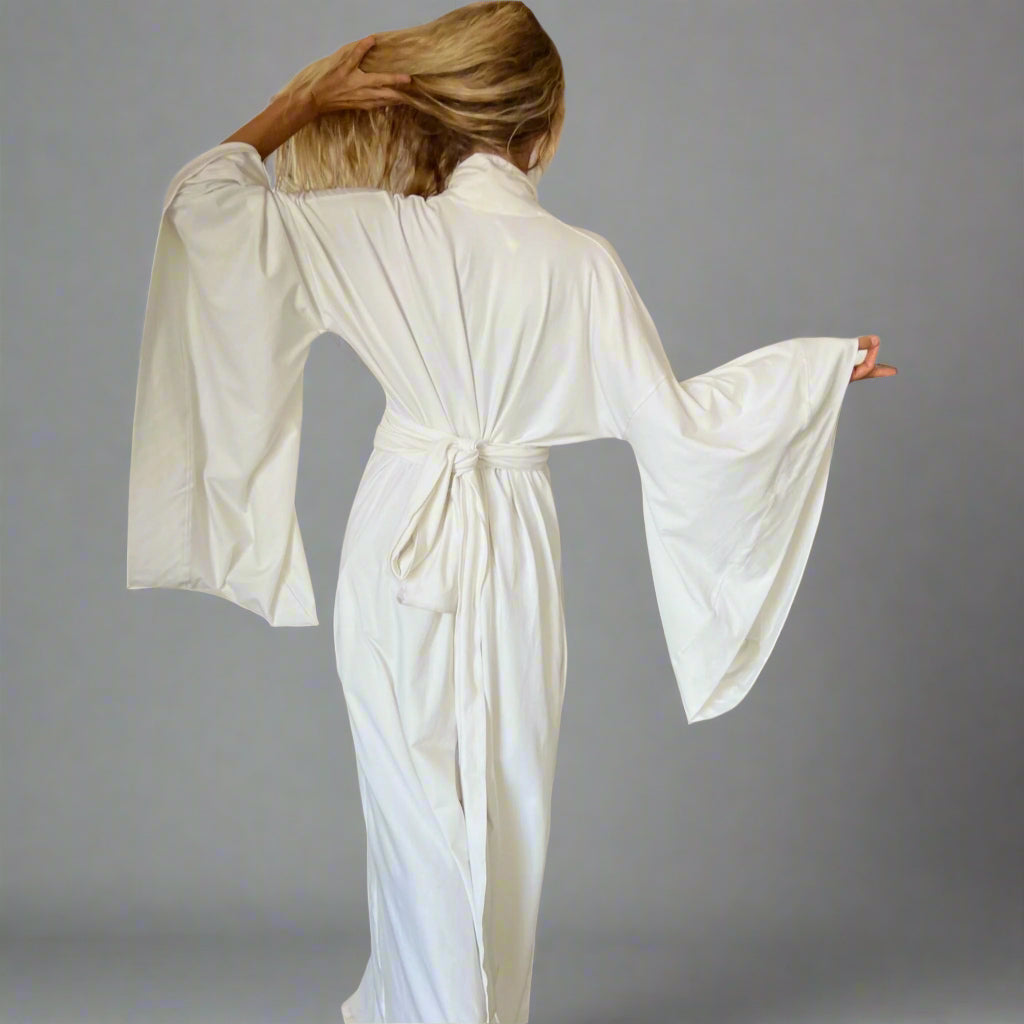 Air Nomad White Kimono – Handmade Ethical Cotton Blend by Glorka
