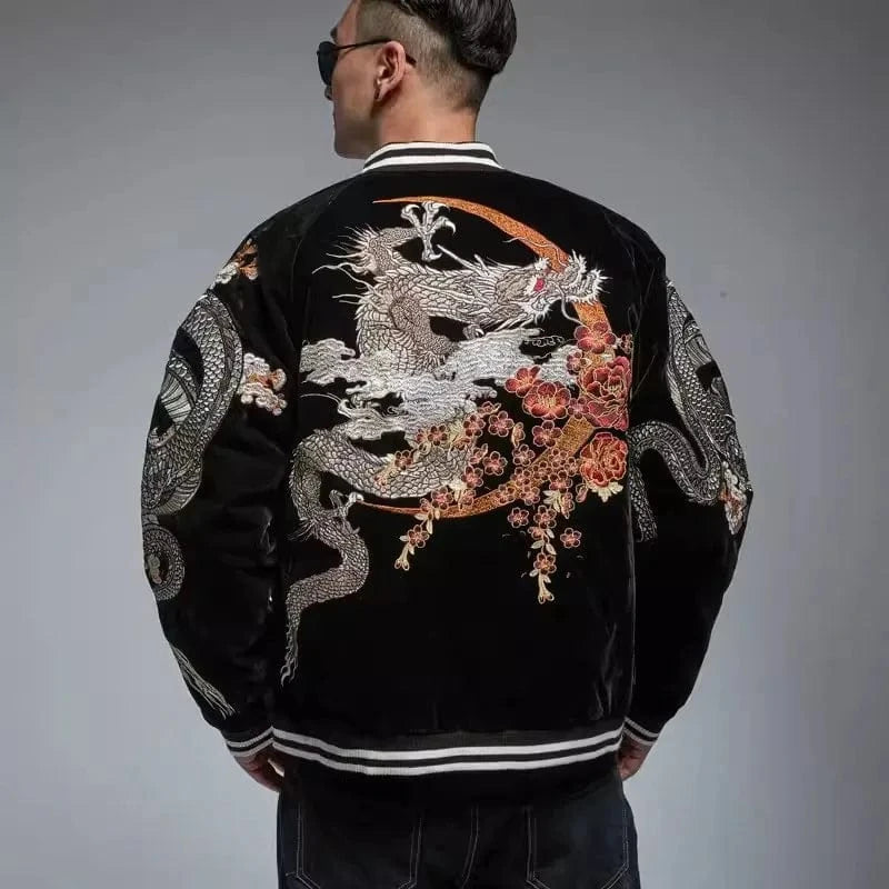Dragon Moon Bomber Jacket – Embroidered Heritage Meets Street Elegance