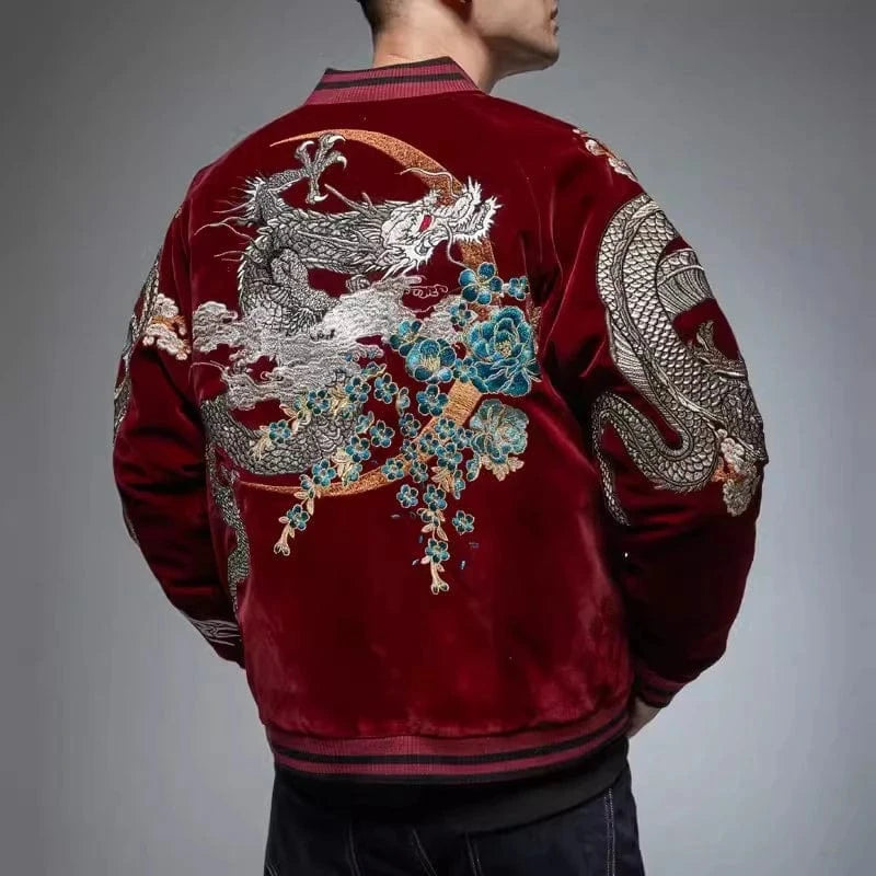 Dragon Moon Bomber Jacket – Embroidered Heritage Meets Street Elegance