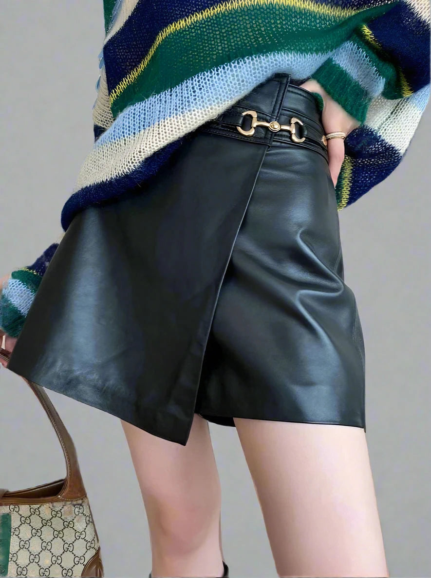 Lambskin Leather Culotte Short
