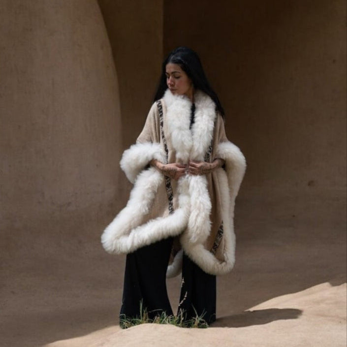 Tan Alpaca Wool Cape