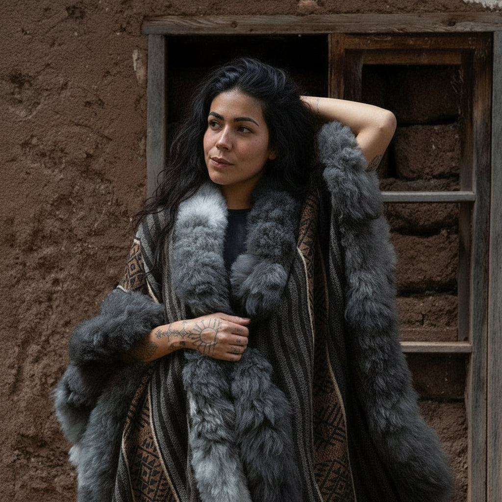 Close-up of the ultra-soft baby alpaca wool fibers, showcasing its heirloom quality.