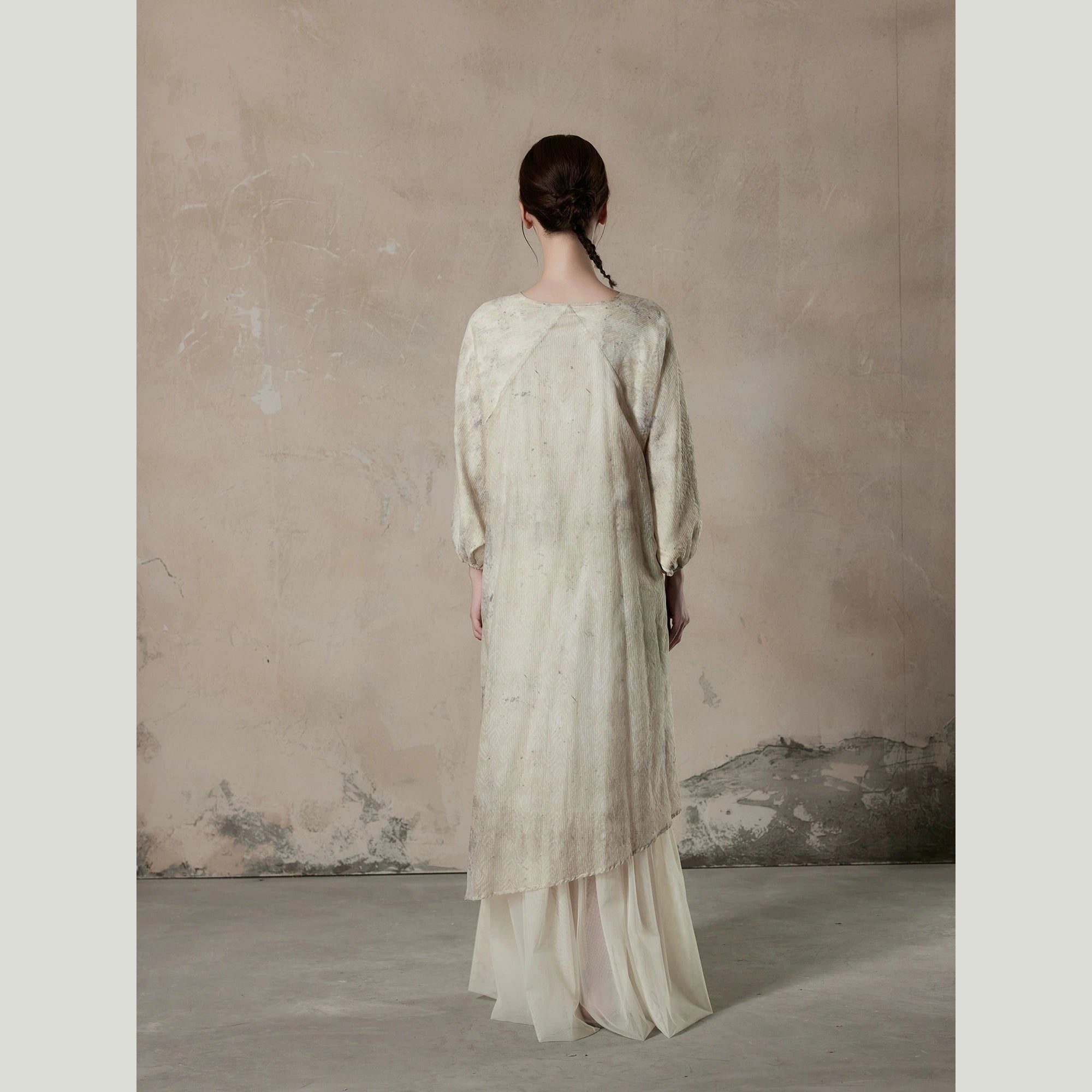 beige maxi dress with sleeves