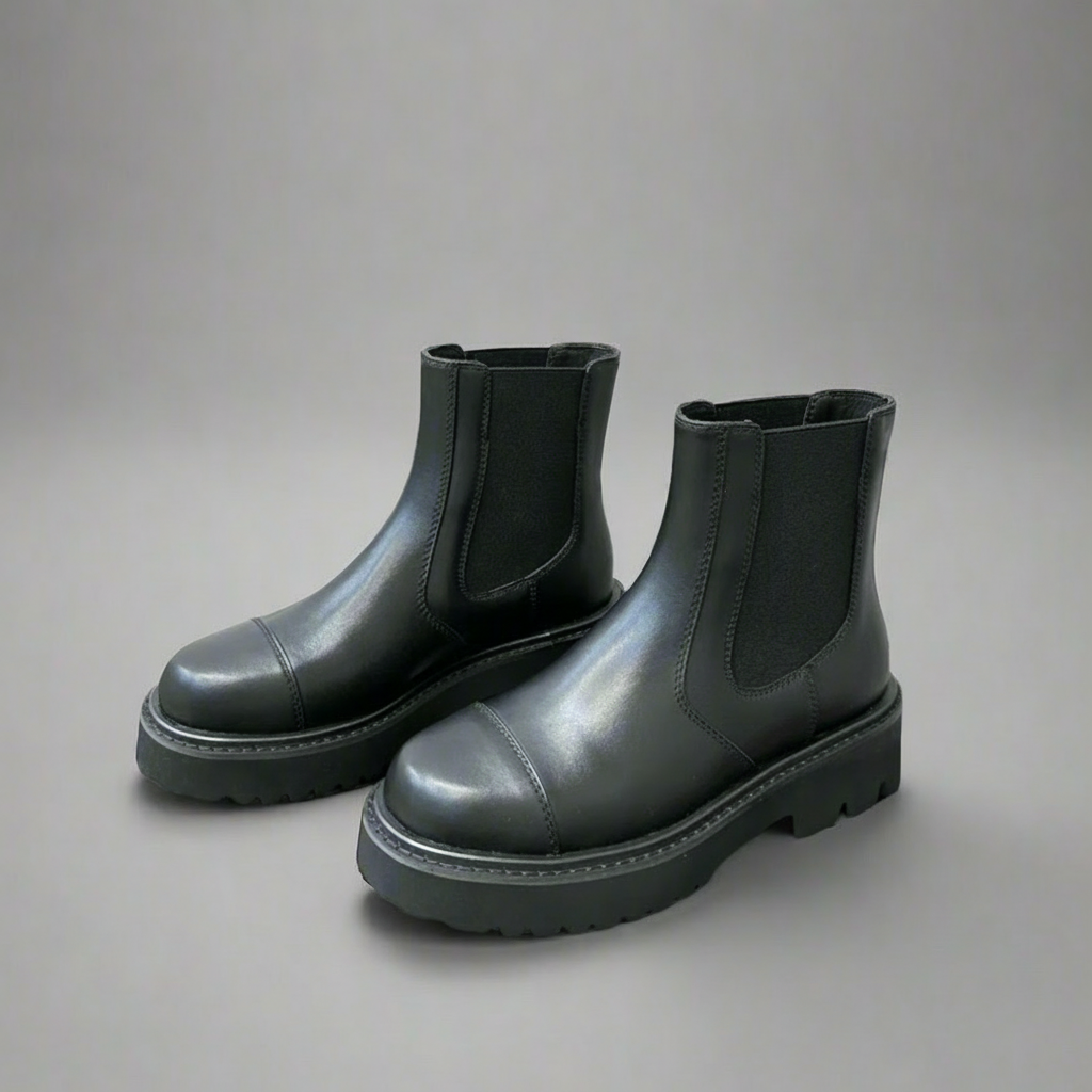 Black Leather Ankle Boots
