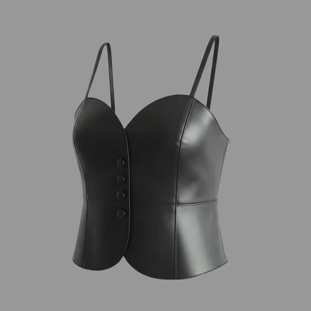 The Curve Seam Leather Corset Top