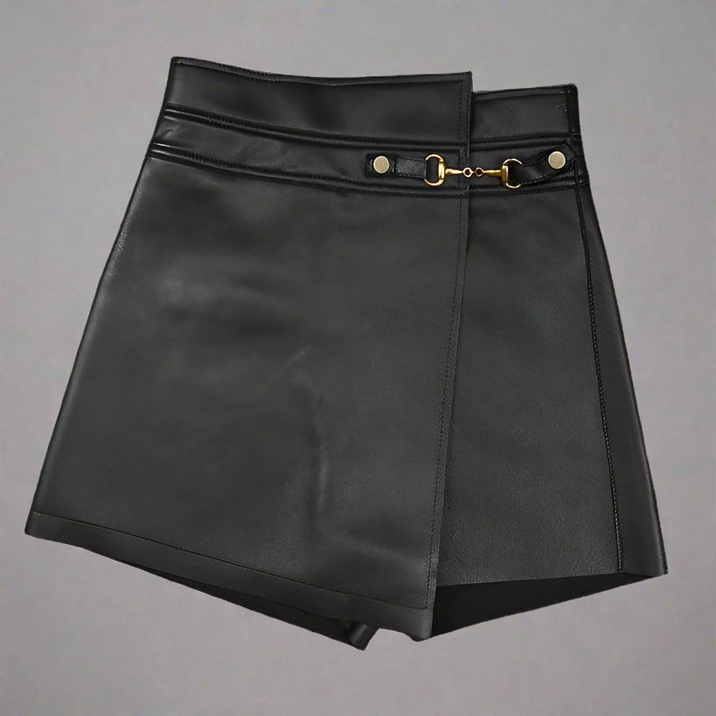 Sleek, modern, and versatile—wear it like you would a black leather mini skirt but with added comfort