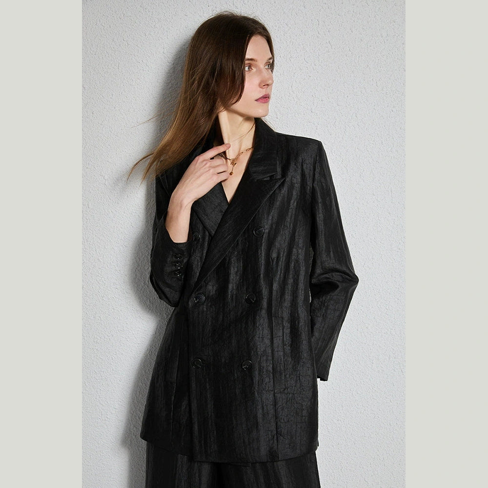 black silk suit