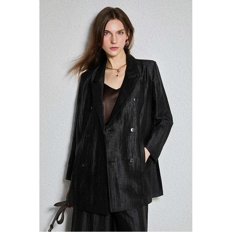 black silk suit