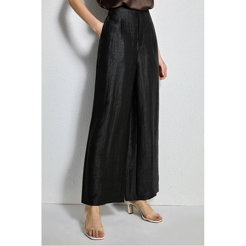 black silk suit pants