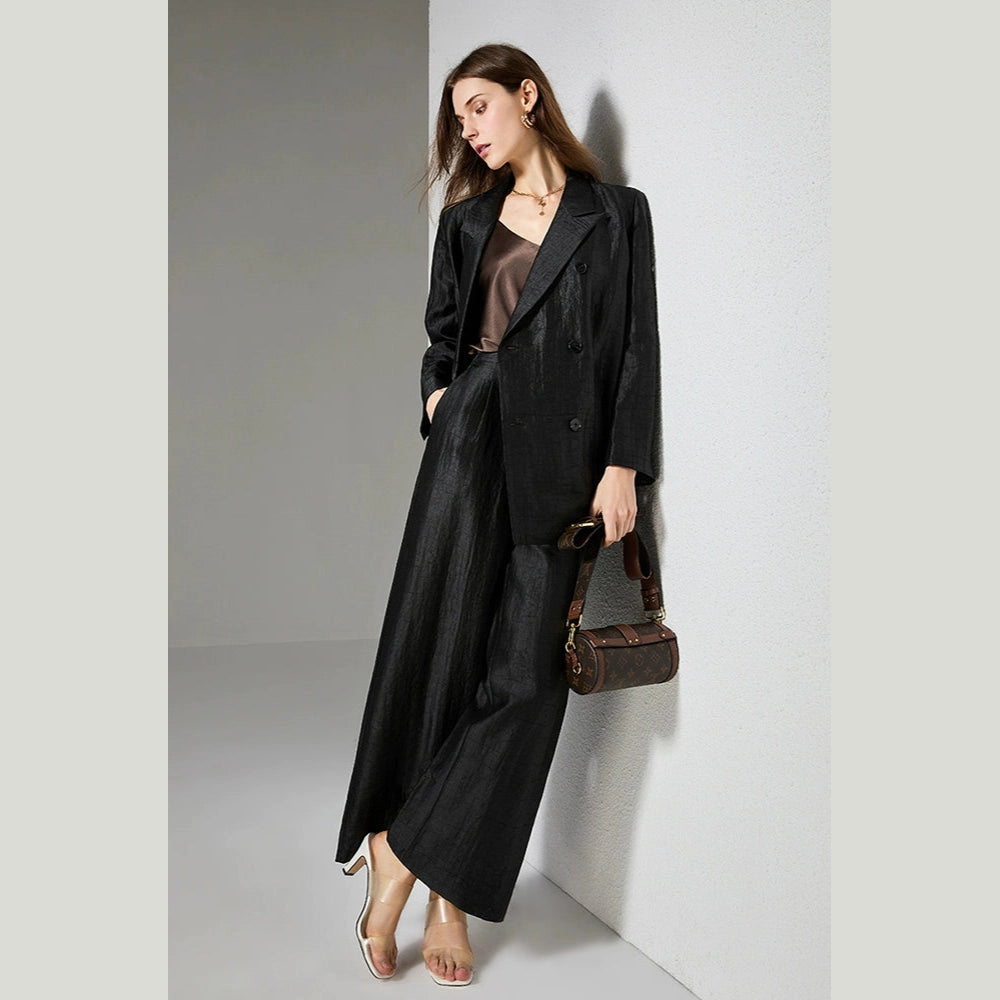 black silk suit women's