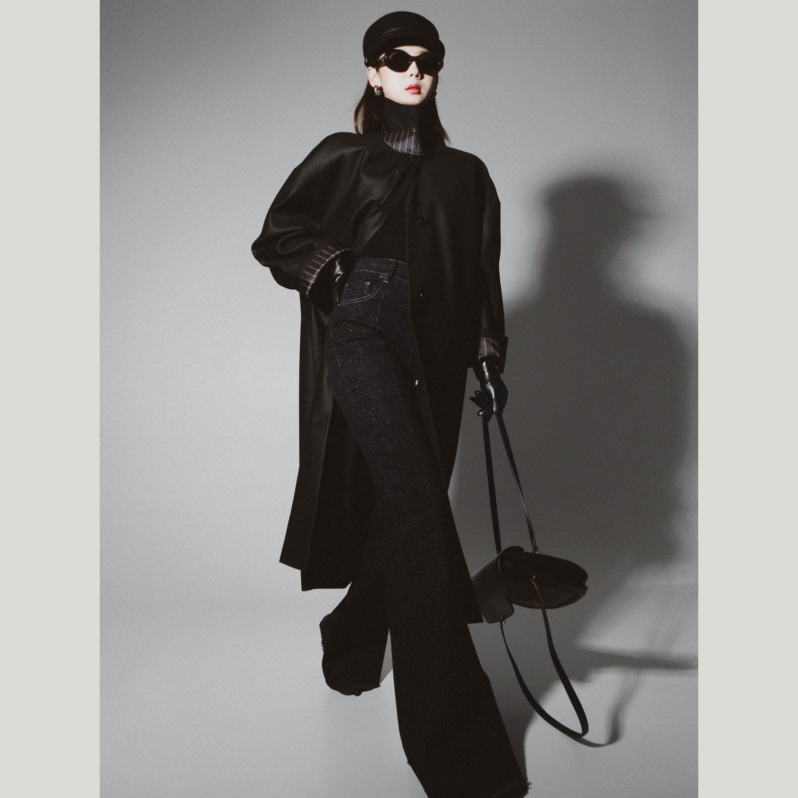 black trench coat in motion