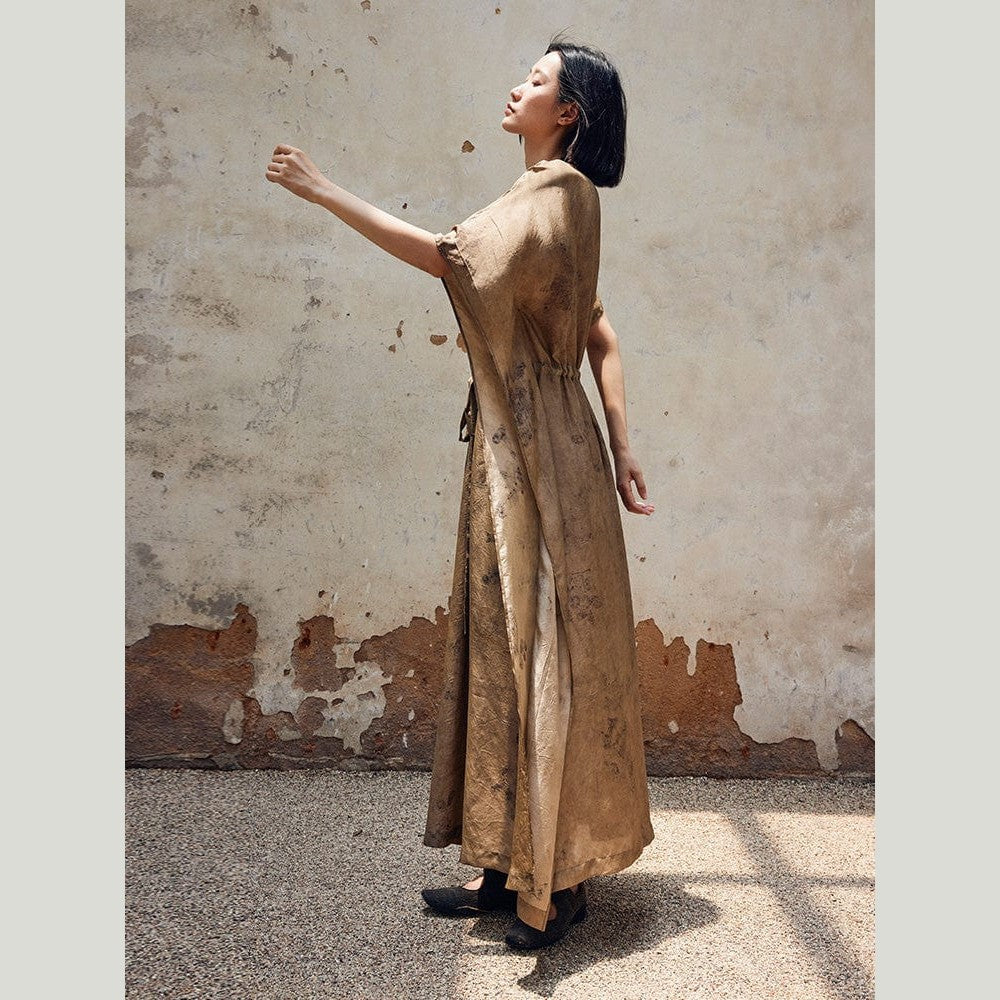 brown silk dress