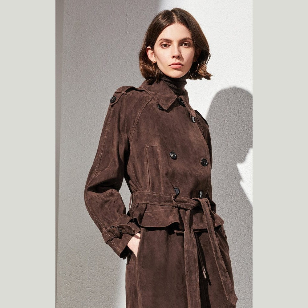 brown suede skirt set
