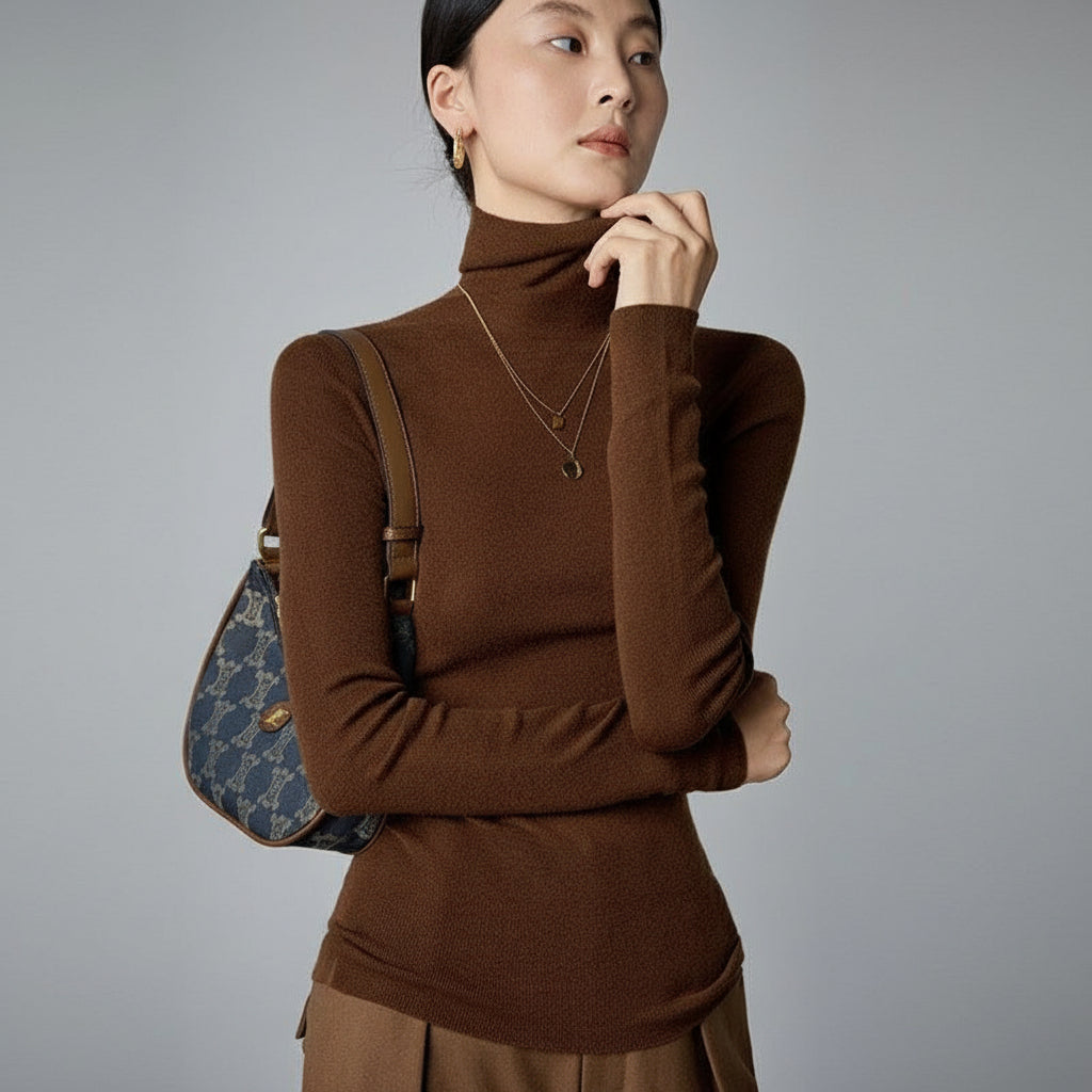 Seamless Cashmere-Silk Turtleneck - Second-Skin Softness, Elevated for Motion