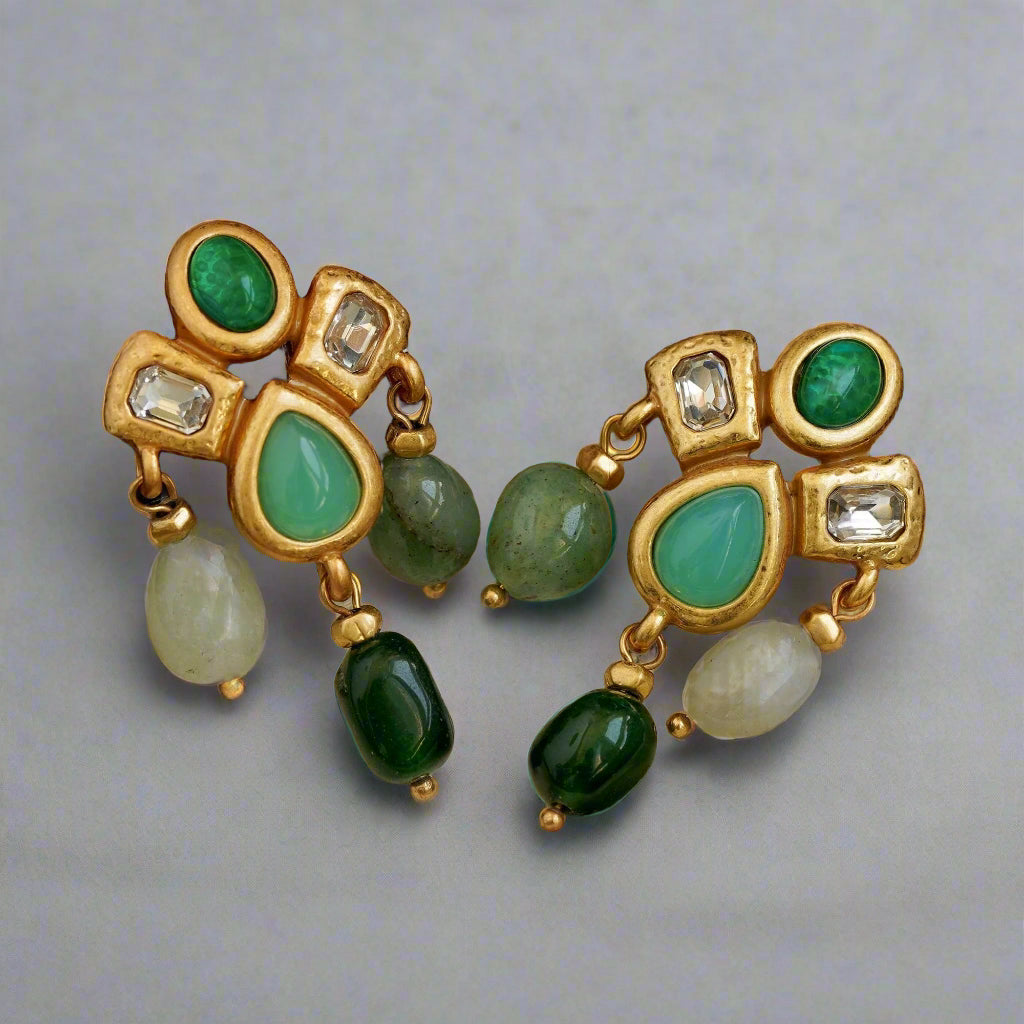 Natural Agate Earrings - Gold Plated Sterling Silver