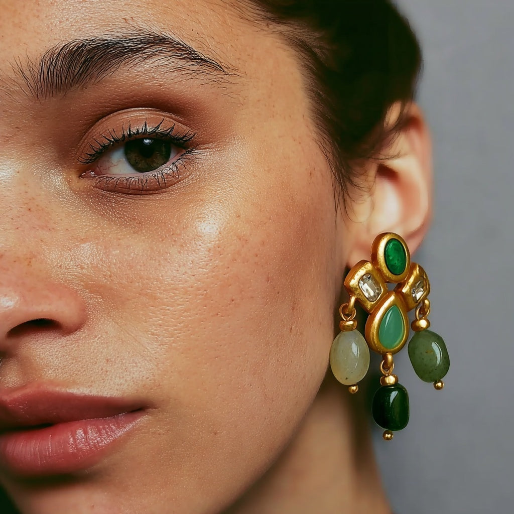 chunky silver earrings with gold plating