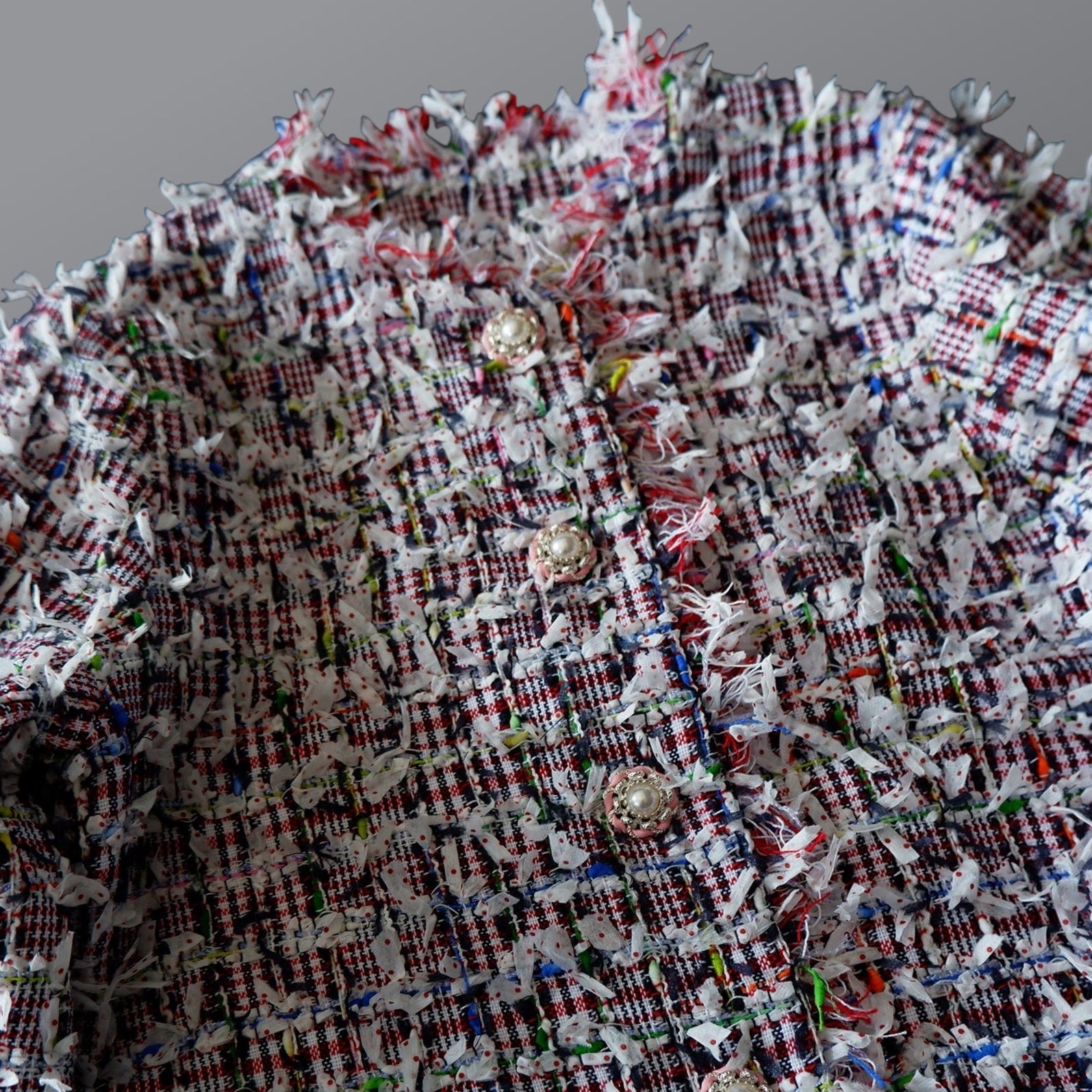 British Couture Jacket in Authentic Linton Tweed - Navy, Red & Multicolor Weave