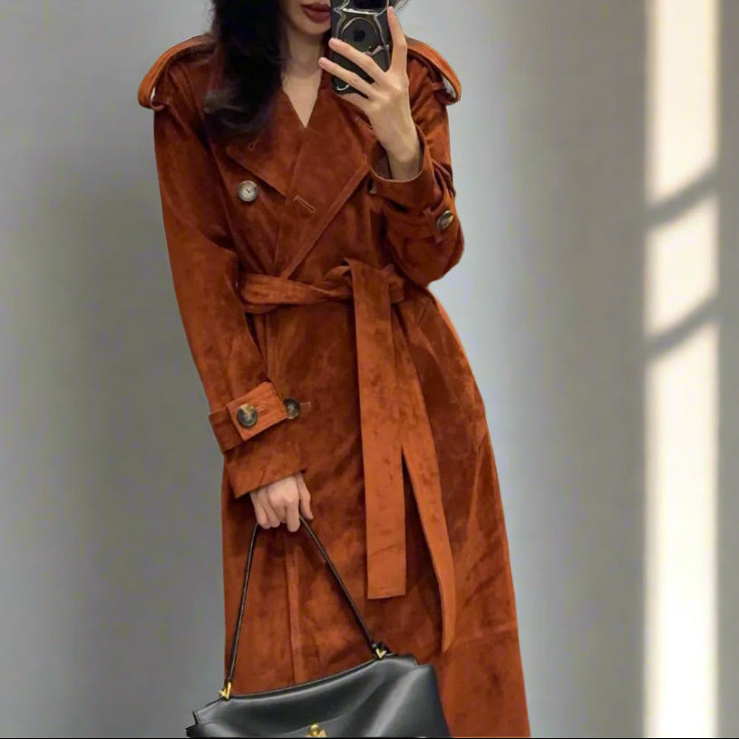 genuine suede trench coat