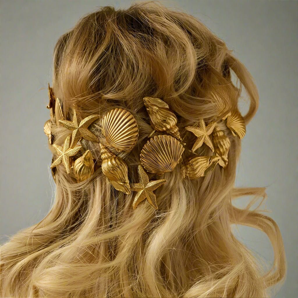 gold hair clips shell