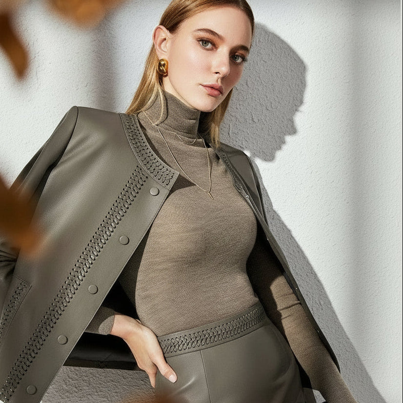 green leather jacket