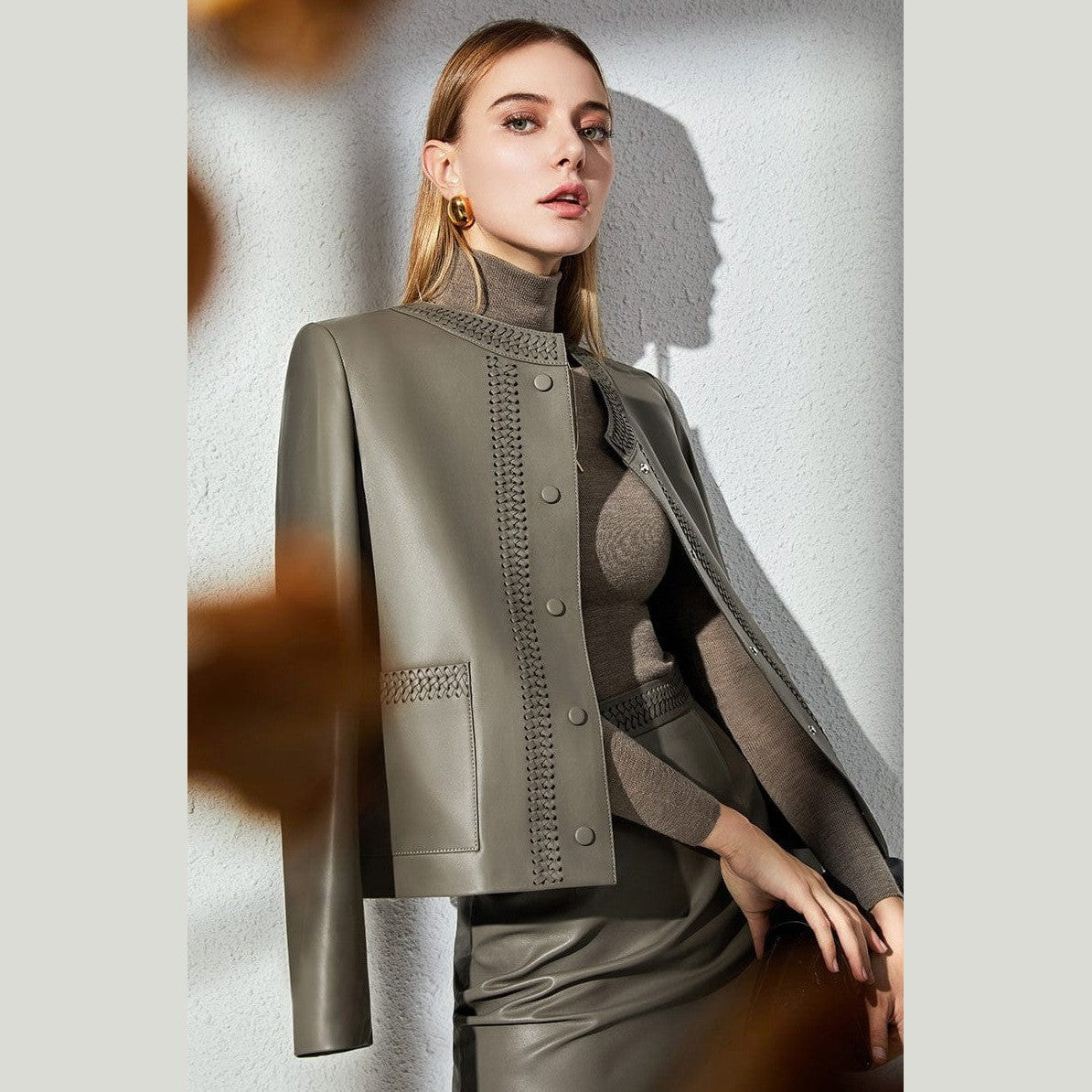 green leather jacket