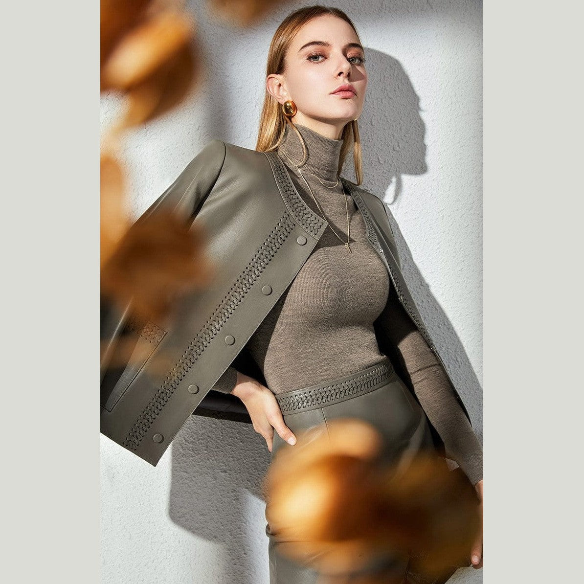 green leather jacket