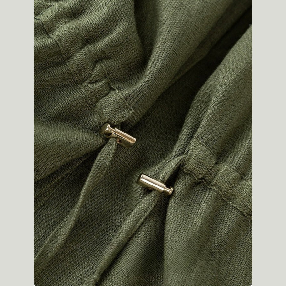 green linen shirt