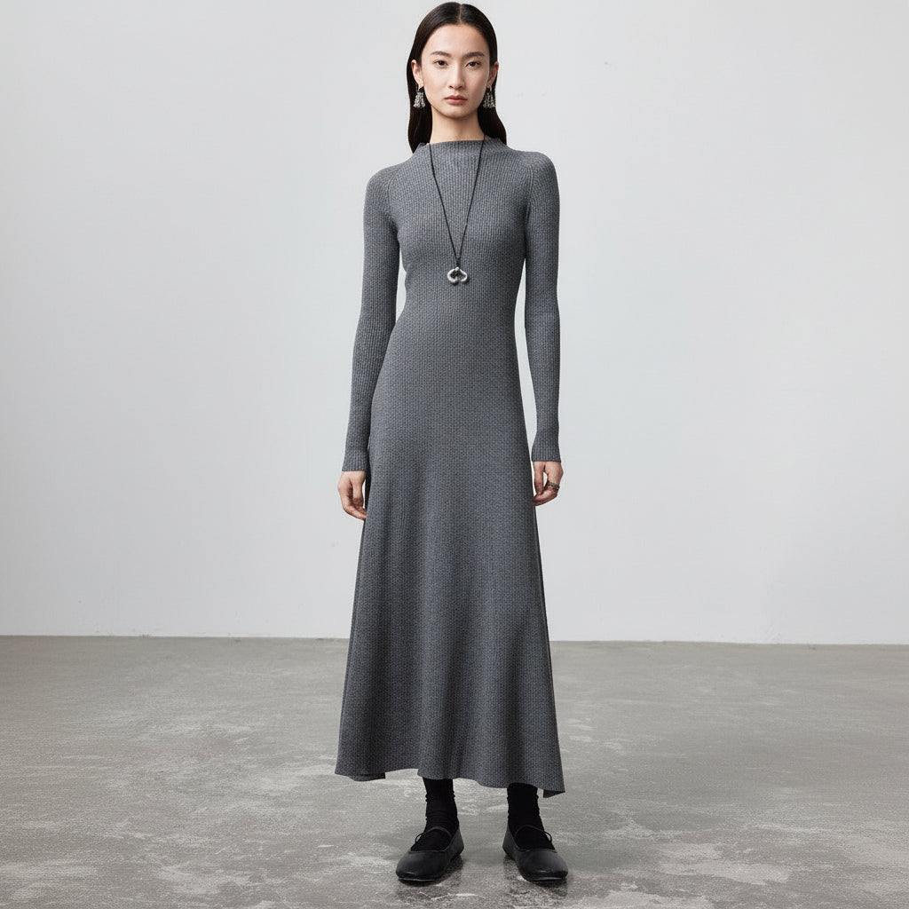 grey wool knit dress