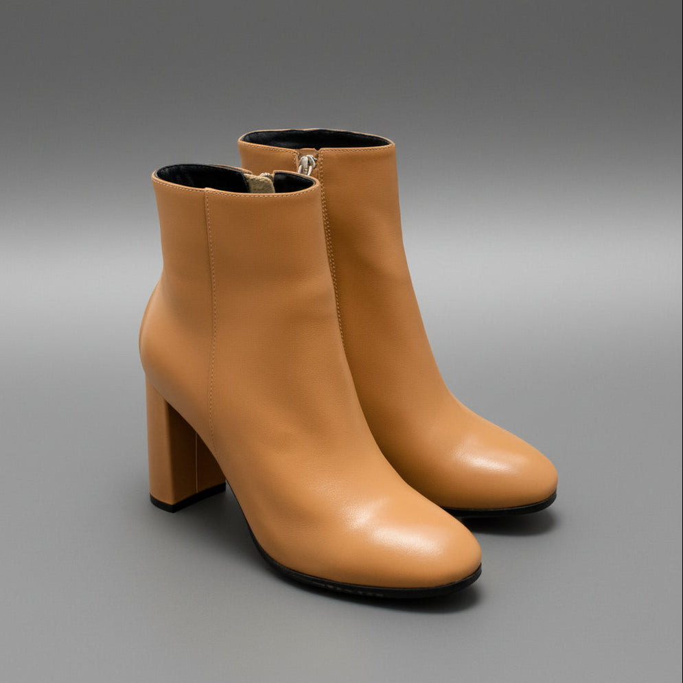 Leather Block-Heel Boots