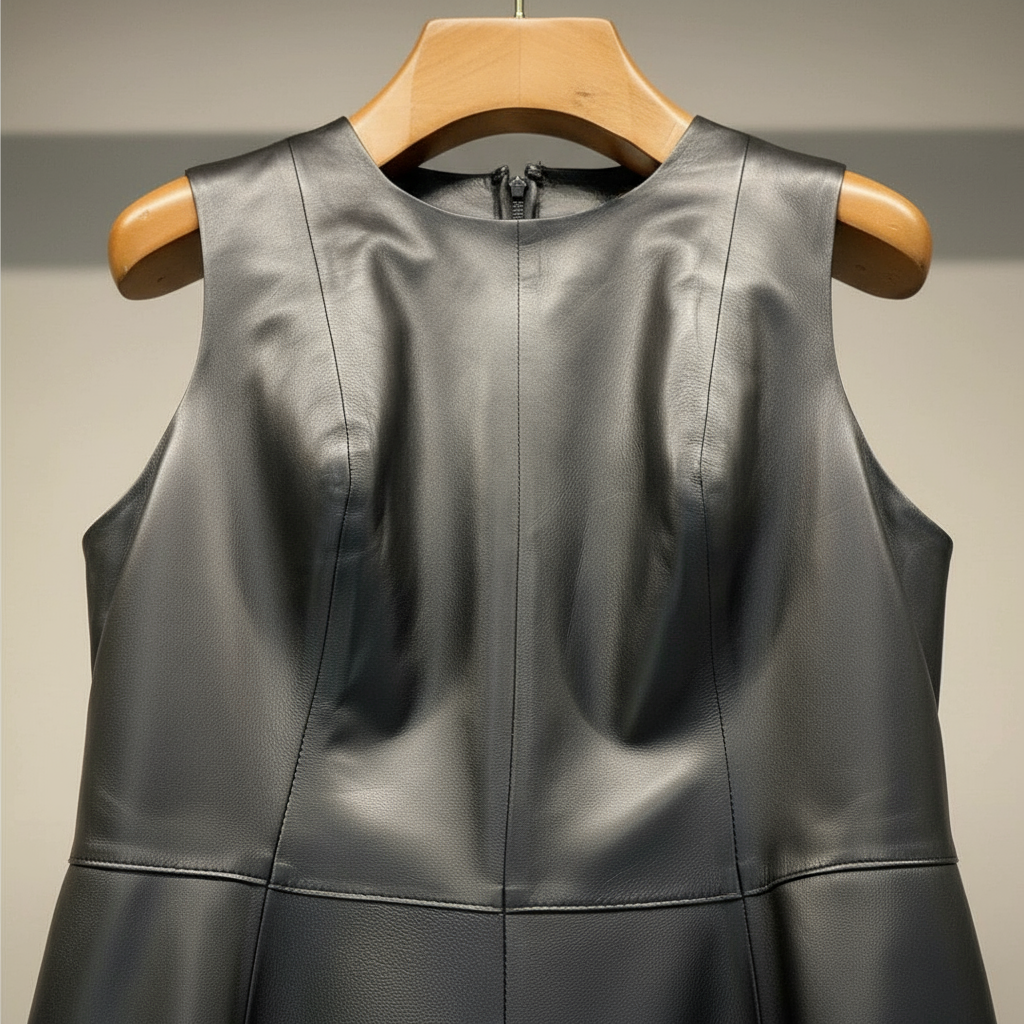 The Napa Leather Sleeveless Midi Dress