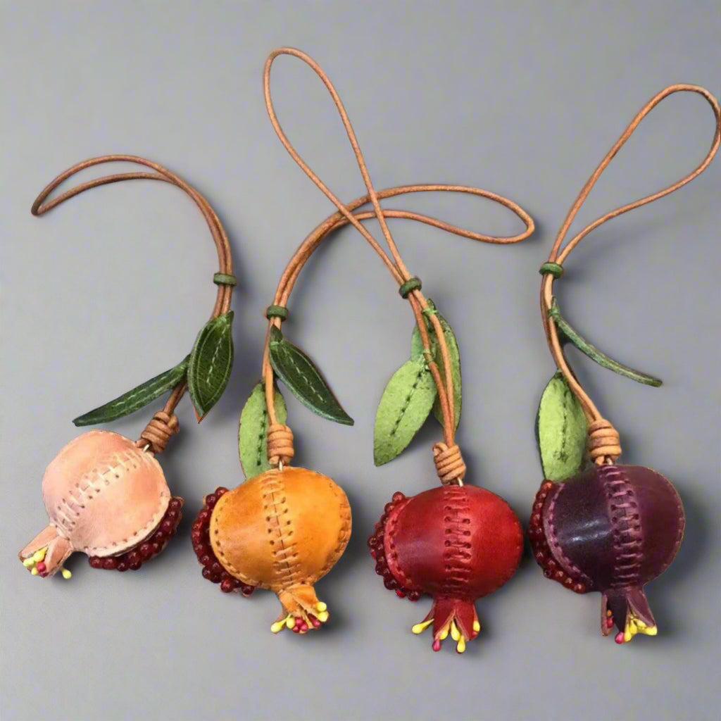 leather bag charm fruit