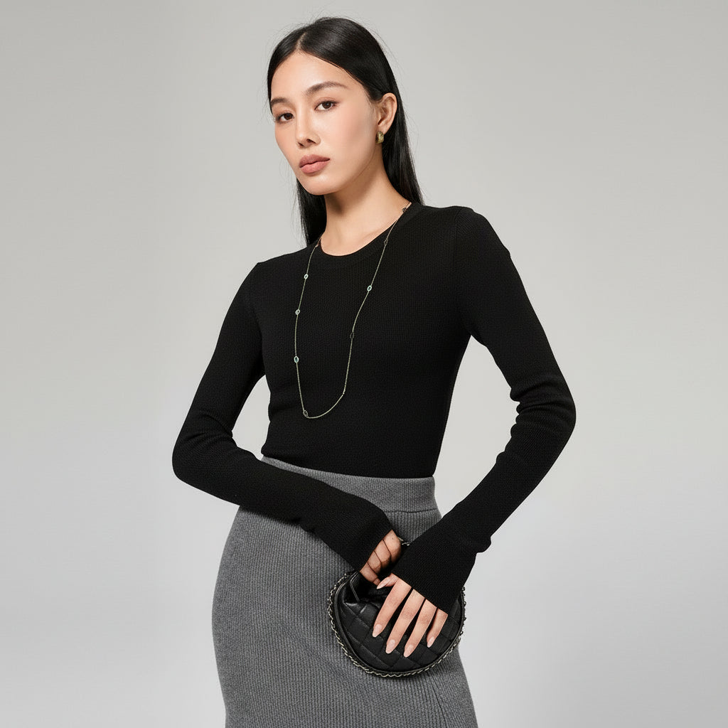 long sleeve silk tee shirts