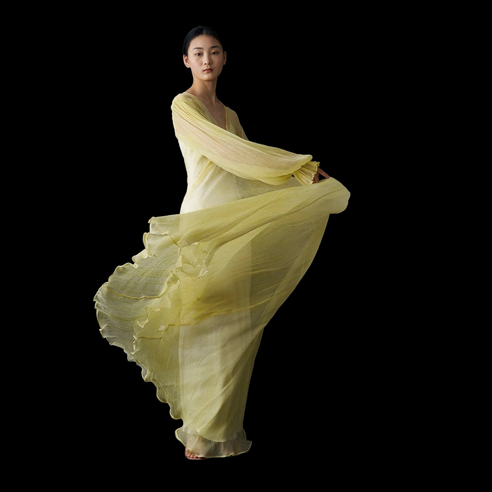 yellow gown
