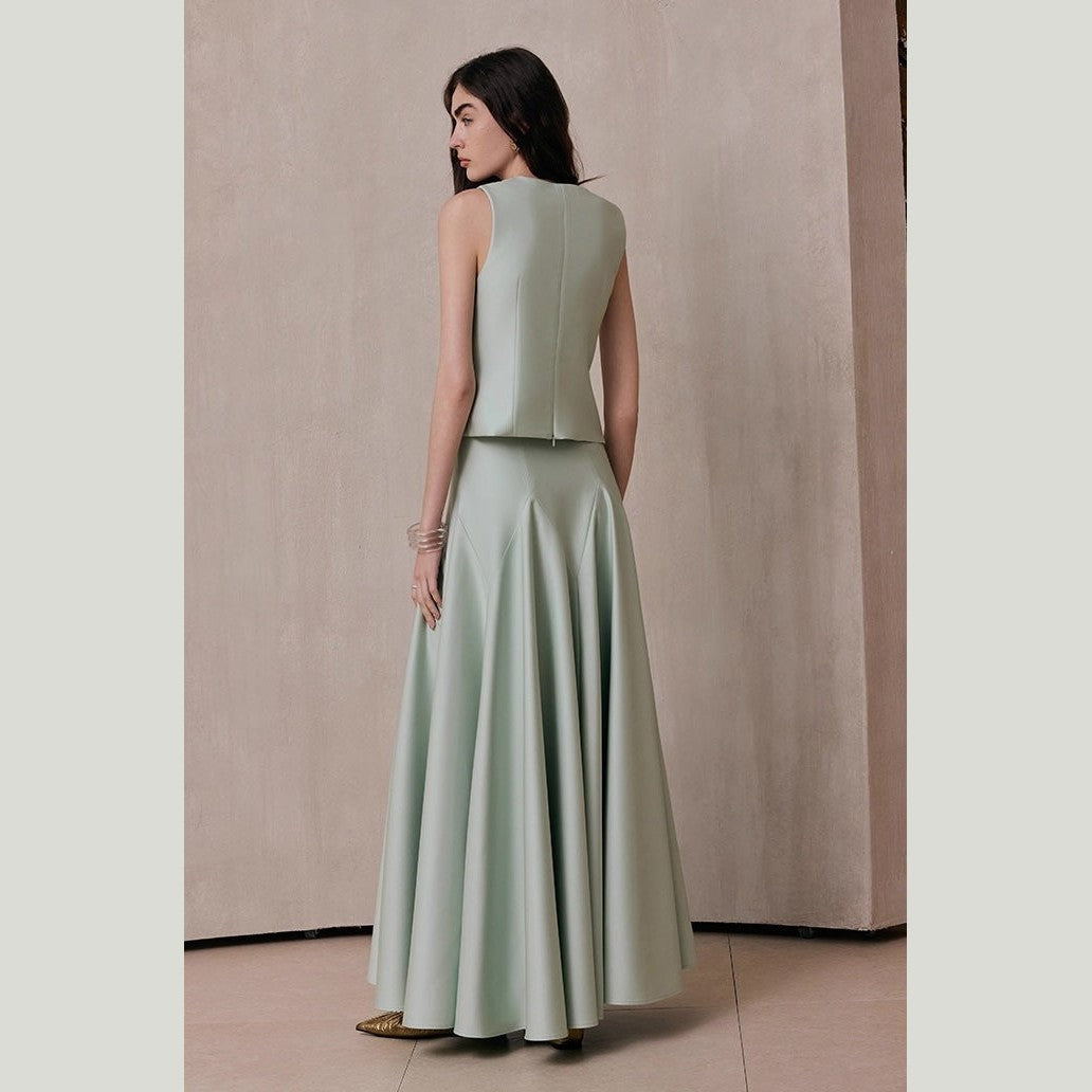 The Mint Green Papillon Top & Skirt Set