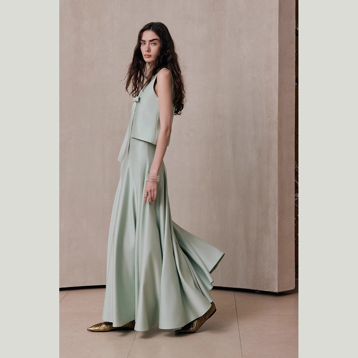 The Mint Green Papillon Top & Skirt Set