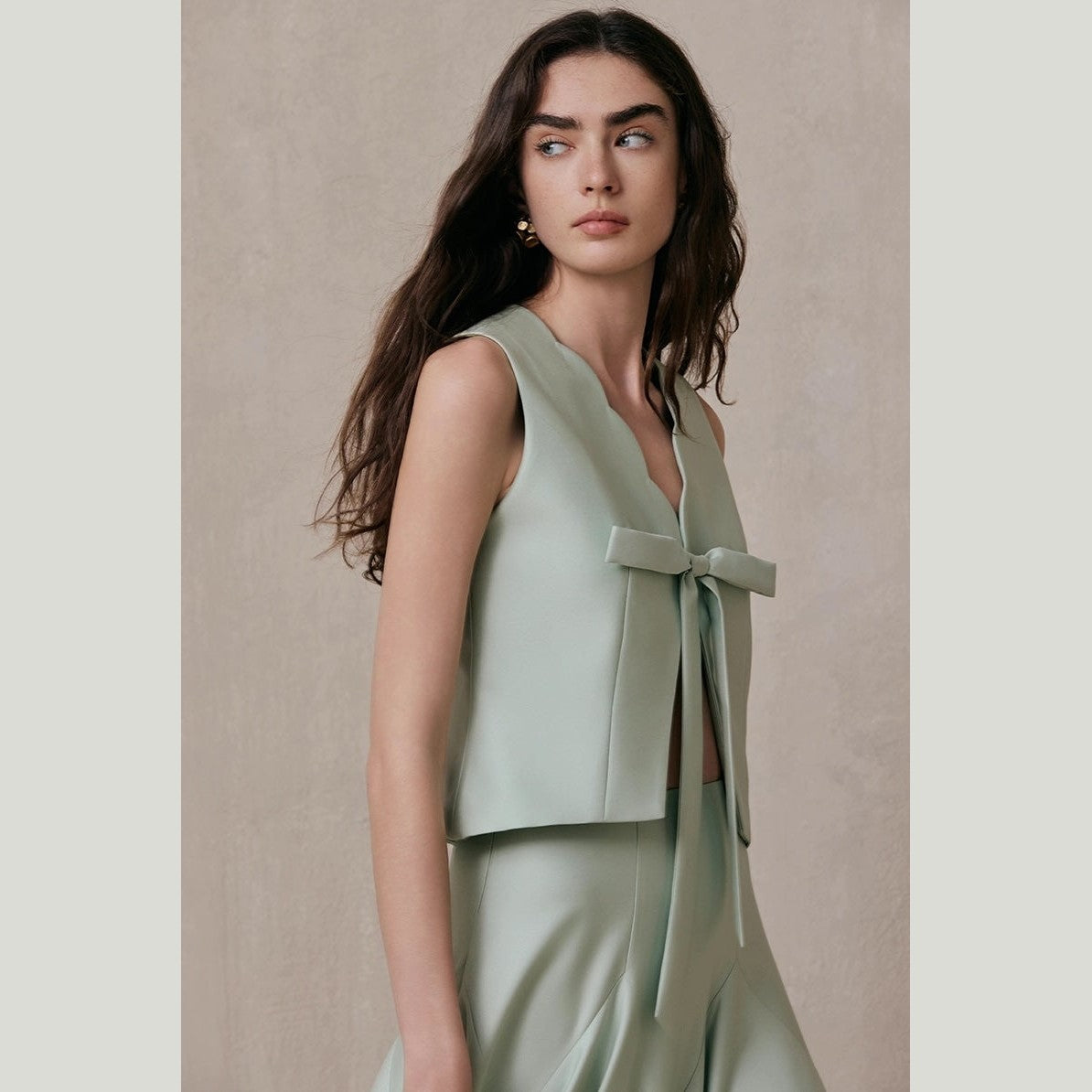 The Mint Green Papillon Top & Skirt Set