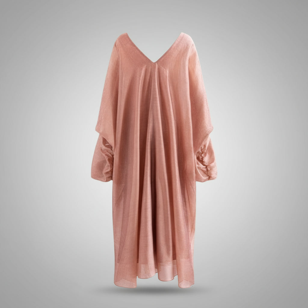 Peach silk maxi dress